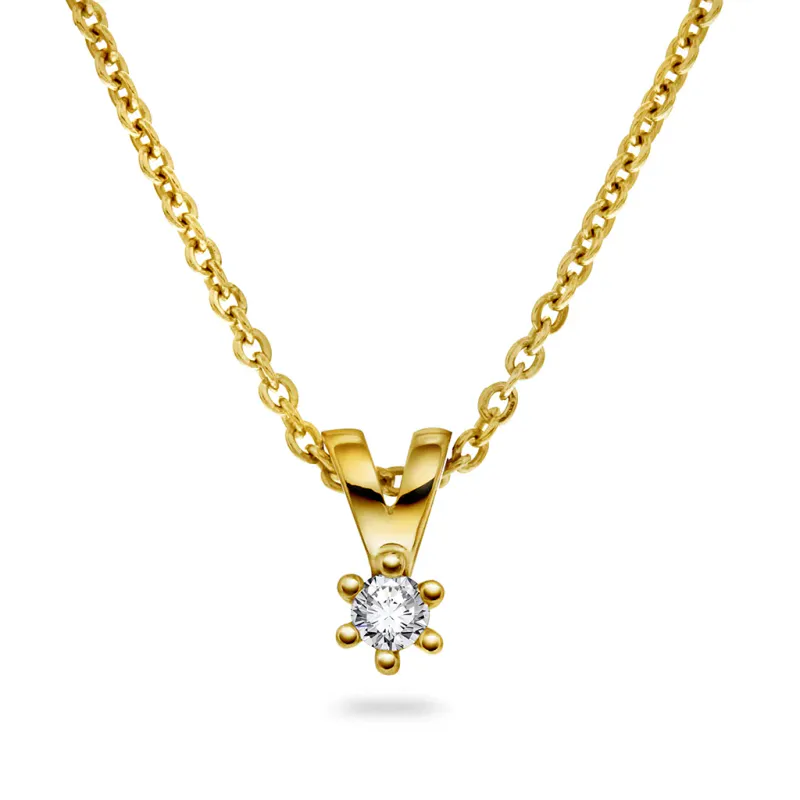'Min første diamant' - gull med diamant- inkl.kjede