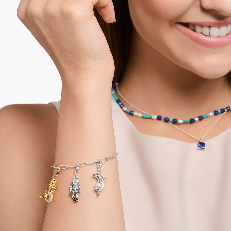 THOMAS SABO charm, delfin med ferskvannsperle, sølv
