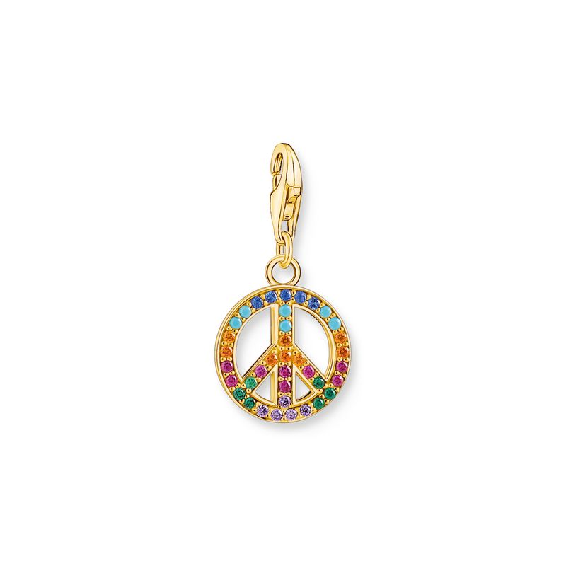 THOMAS SABO charm, Peace-tegn, forgylt sølv 