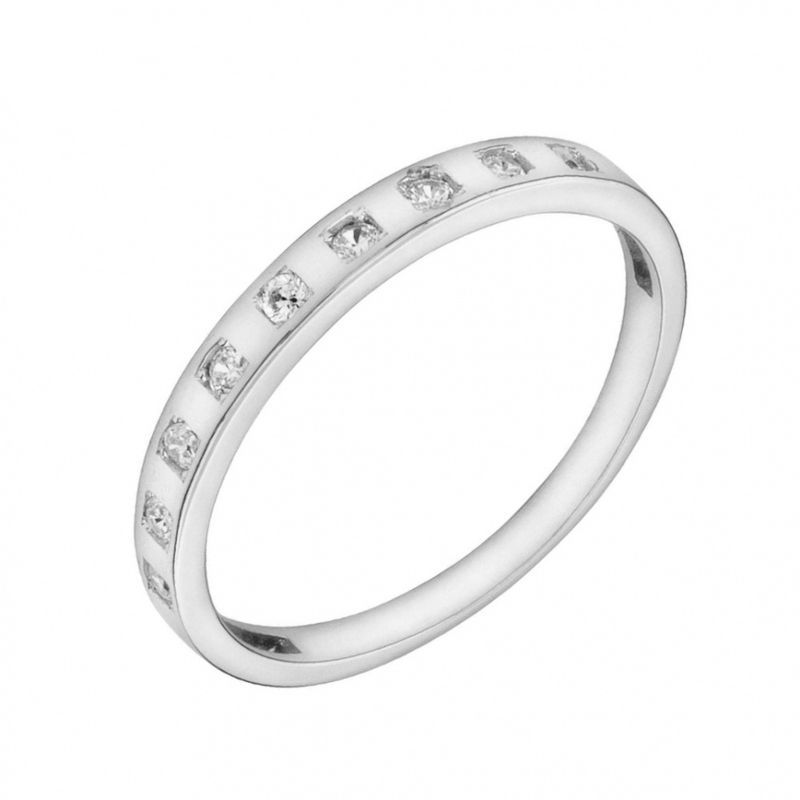 Ring i 585 hvitt gull og cz 57076