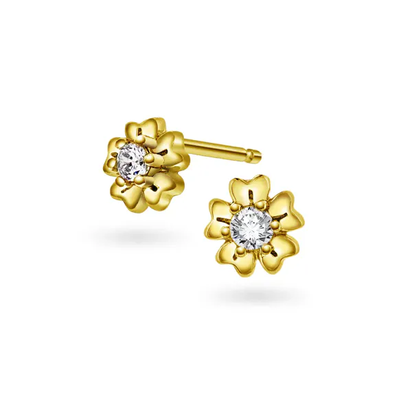 Hovedbilde Øredobber i forgylt sølv med zirkonia blomst