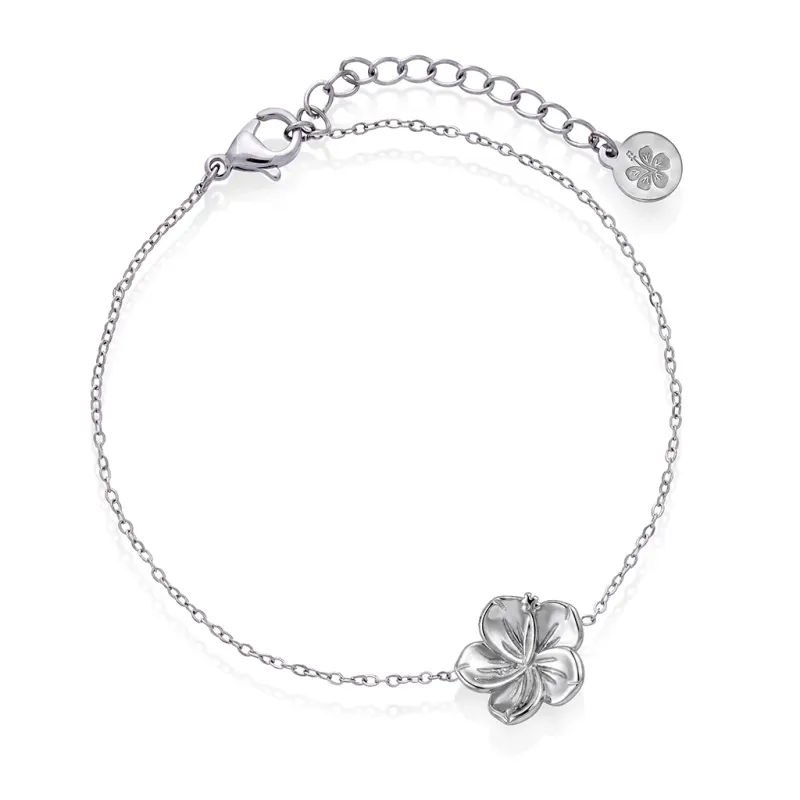 Frida Leonore by Gulldia- Hibiscus- armbånd i stål L:16+3cm