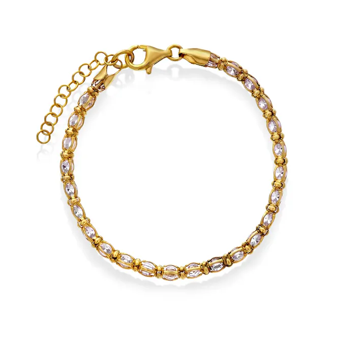 Hovedbilde Armbånd i 925 forgylt sølv med hvit zirkonia 3 ...