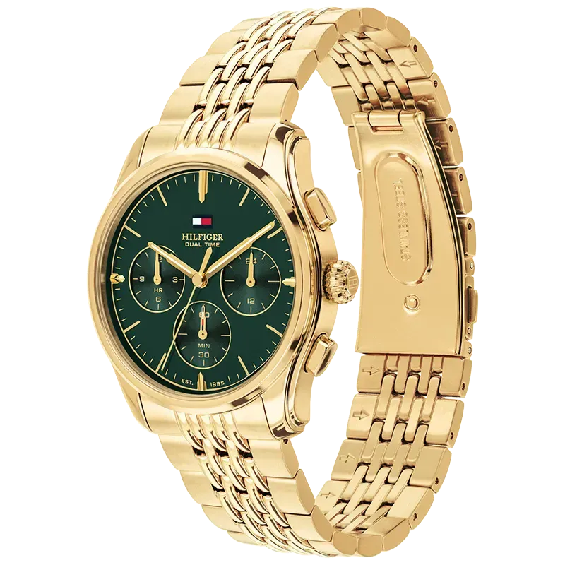 Tommy Hilfiger Ø38mm 5ATM gull/grønn
