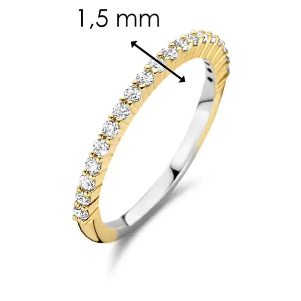 Hovedbilde Ti Sento ring- tofarget med cubic zirkonia