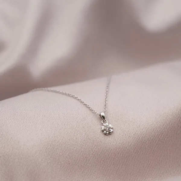 Hovedbilde Smykke sølv med zirkonia blomst, inkl.kjede