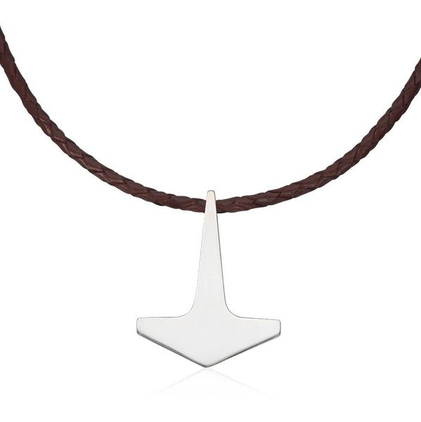 Hovedbilde Anheng Torshammer med flettet brun skinnsnor og ...