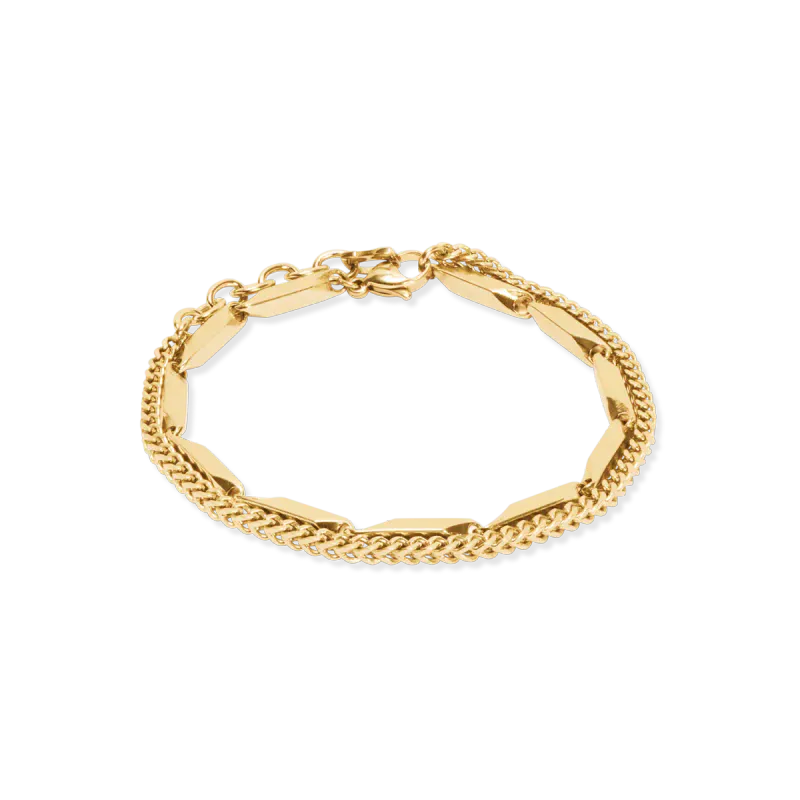 Coeur de Lion sett- halskjede + armbånd - gullfarget 
