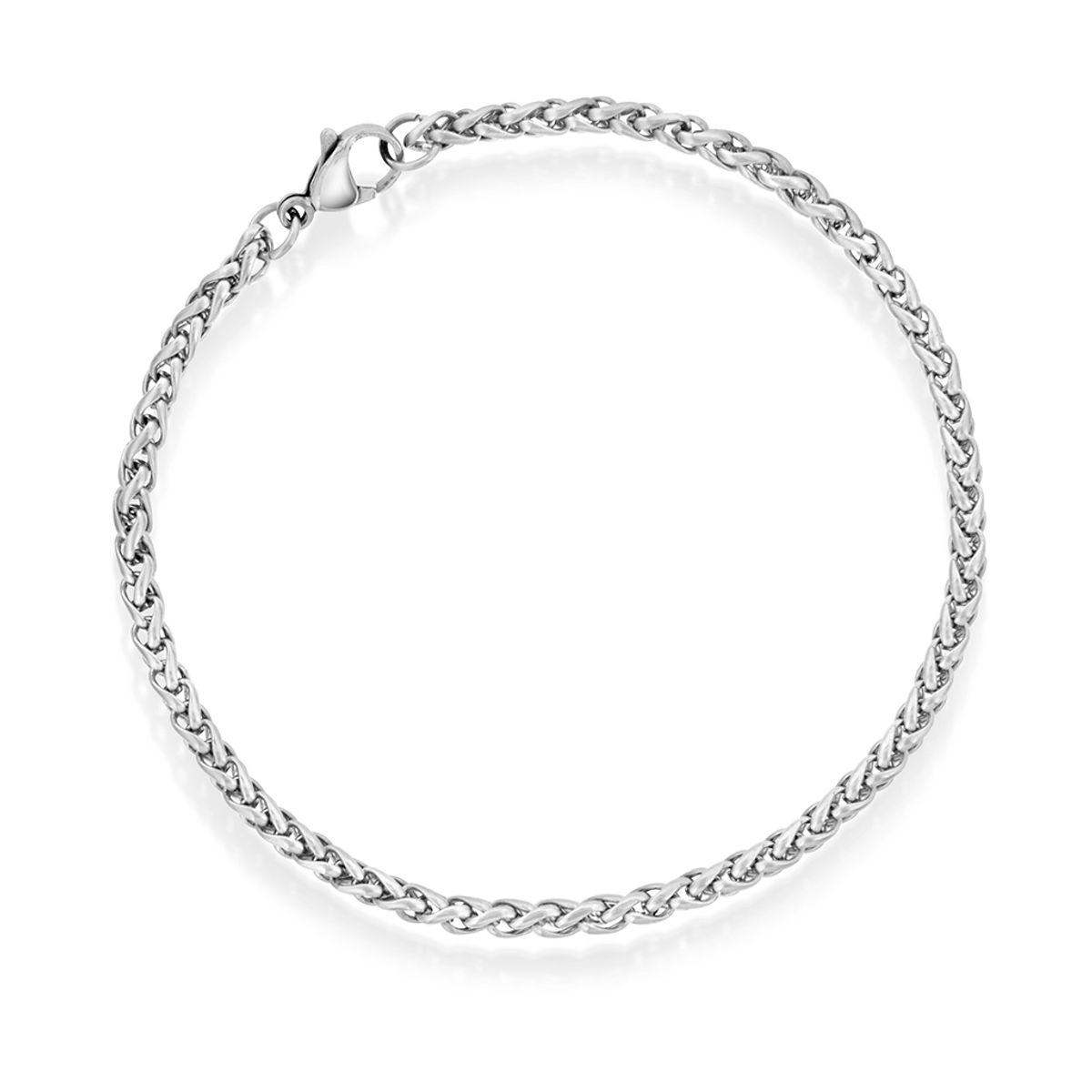 Armbånd i stål- L:20 cm sølvfarget