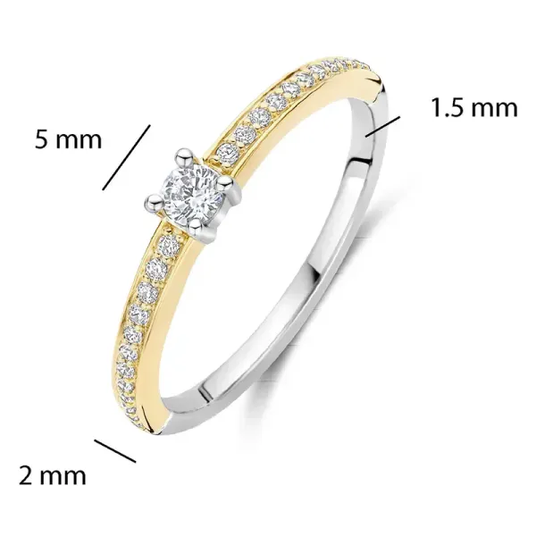 Hovedbilde Ti Sento ring- tofarget med zirkonia