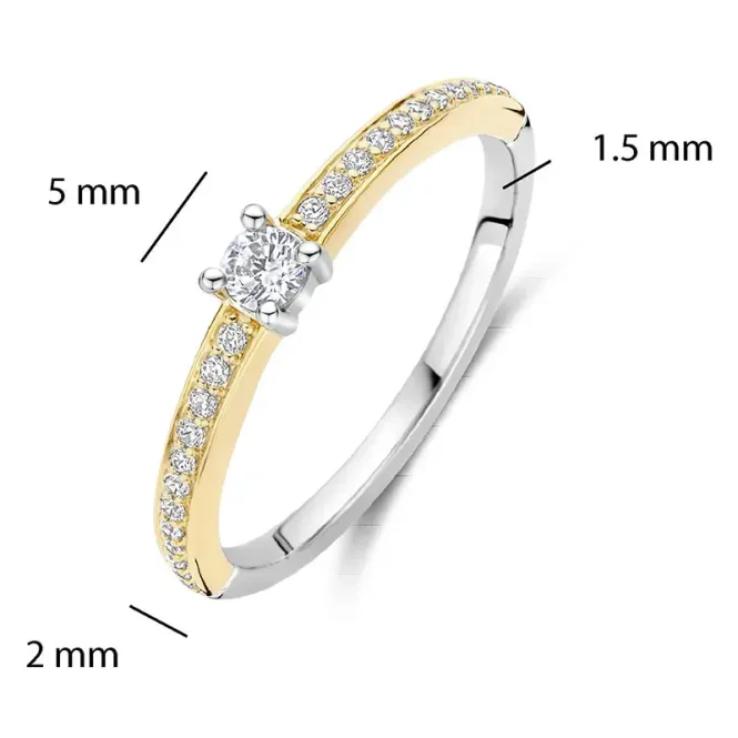 Hovedbilde Ti Sento ring- tofarget med zirkonia