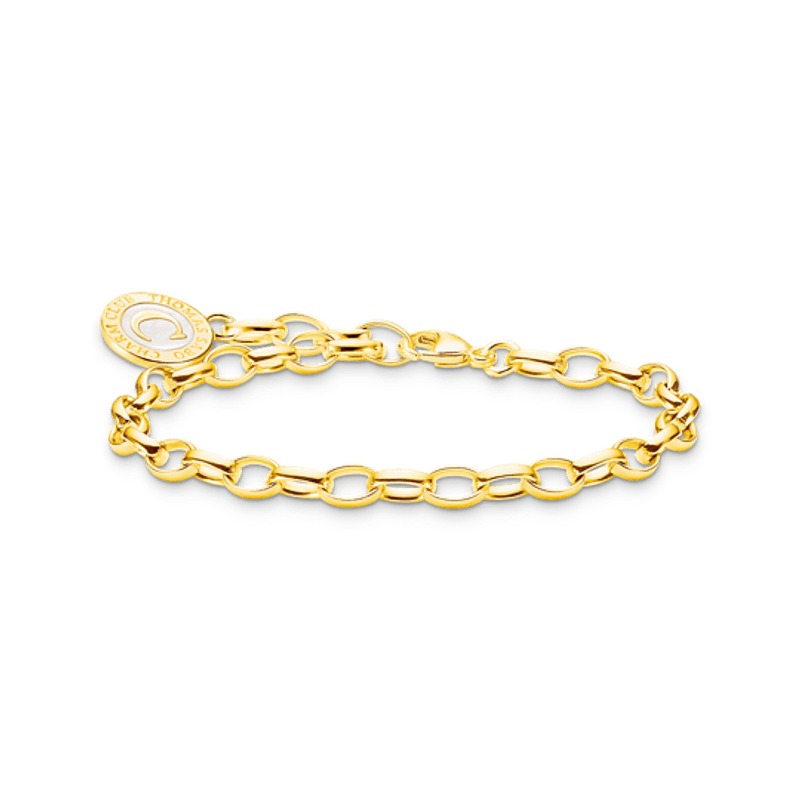 THOMAS SABO 19 cm, charms- armbånd i forgylt sølv med hvit mynt