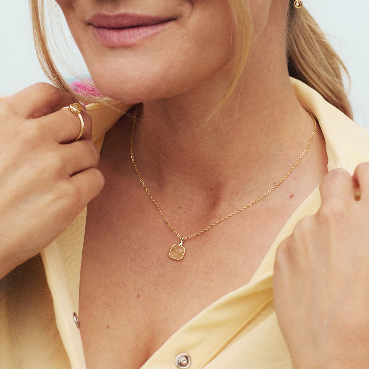 Sandra Lyng øredobber i forgylt sølv med Citrin, GLEDE