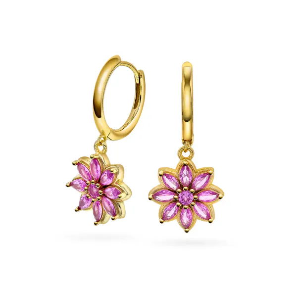 Hovedbilde LUSH øredobber i forgylt sølv med rosa CZ